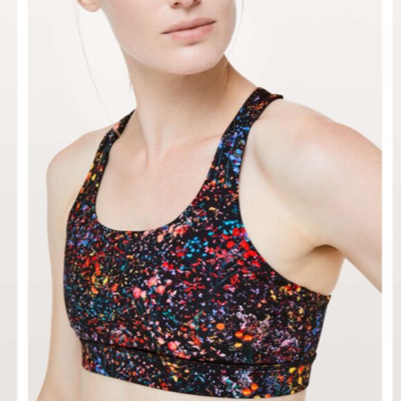 Lululemon Time To Sweat Bra Flowerescent Multi W2ATIS Size 8 EUC - Like New! - Picture 1 of 9